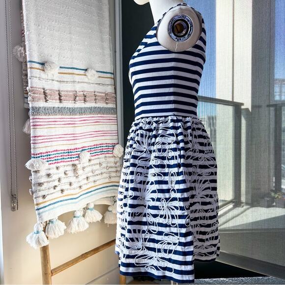 Lilly Pulitzer Roswell Cording We Will Go Navy White Striped Fit & Flare Dress 0 - Picture 4 of 10